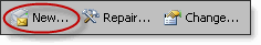 New button highlighted in Outlook